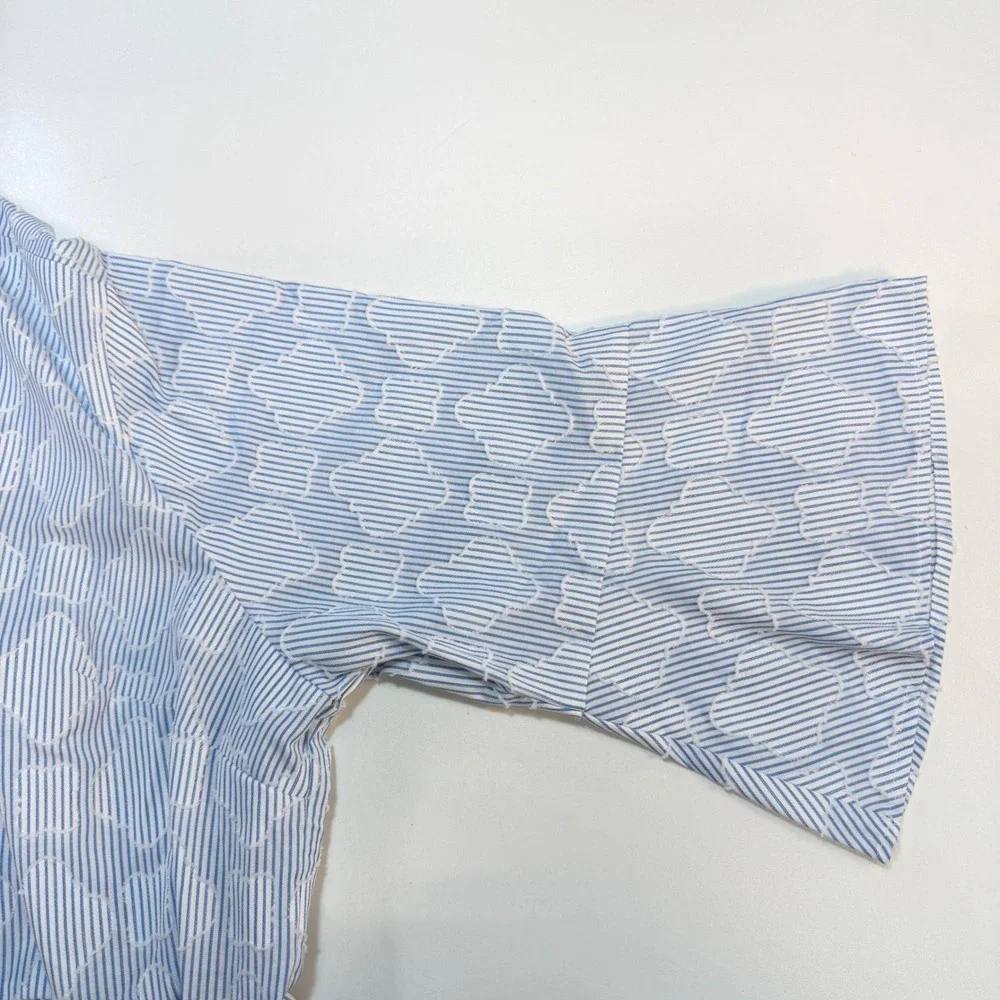 Draper James Sheena Shirtdress Women 3X Blue White Textured Stripe New